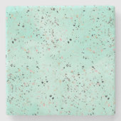 Terrazzo-Design aus Minz- und Goldmarmor Confetti Steinuntersetzer (Vorderseite)