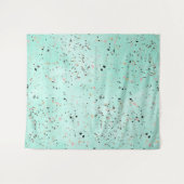 Terrazzo-Design aus Minz- und Goldmarmor Confetti Wandteppich (Vorderseite (Horizontal))