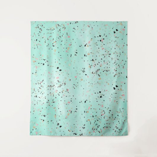 Terrazzo-Design aus Minz- und Goldmarmor Confetti Wandteppich (Vorderseite)