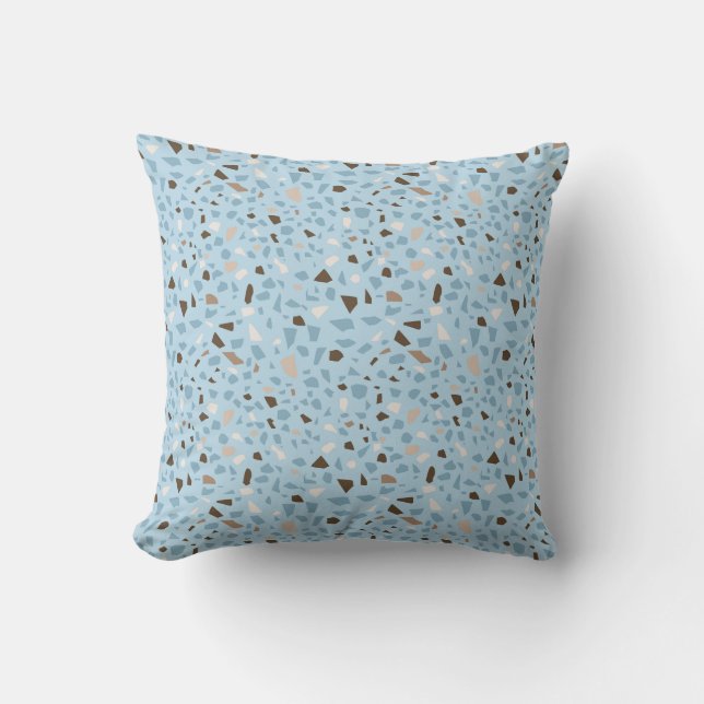 Terrazzo Design Blue Tan Brown Muster Kissen (Vorderseite)