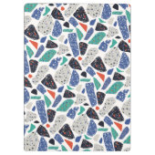 Terrazzo Design Stein Muster Blau, Schwarz, Grün Klemmbrett (Rückseite)