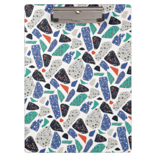Terrazzo-Design-Steinmuster Blau, Schwarz, Grün Klemmbrett