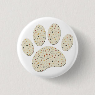 Terrazzo Dog Pawprint Muster Art Button