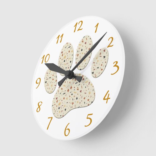 Terrazzo Dog Pawprint Muster Art Runde Wanduhr (Winkel)