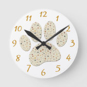 Terrazzo Dog Pawprint Muster Art Runde Wanduhr (Vorderseite)