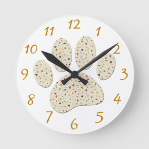 Terrazzo Dog Pawprint Muster Art Runde Wanduhr