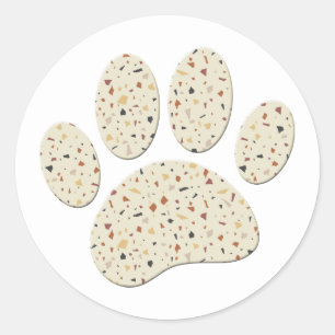 Terrazzo Dog Pawprint Muster Art Runder Aufkleber