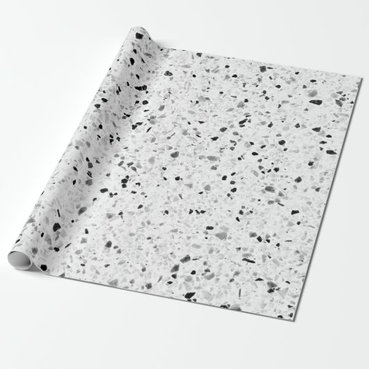 Terrazzo Elegante Schwarz-Weiß-Retro Geschenkpapier (Ungerollt)