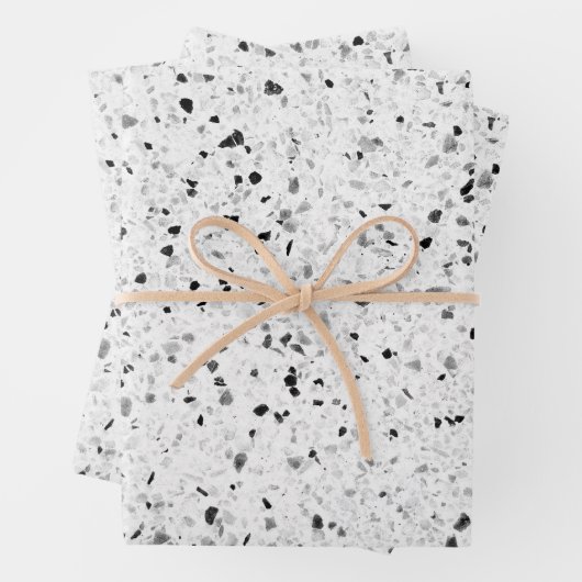 Terrazzo Elegante Schwarz-Weiß-Retro Geschenkpapier Set (Beispiel)