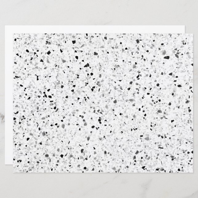 Terrazzo Elegantes Retro Schwarz-Weiß Grau (Vorne/Hinten)