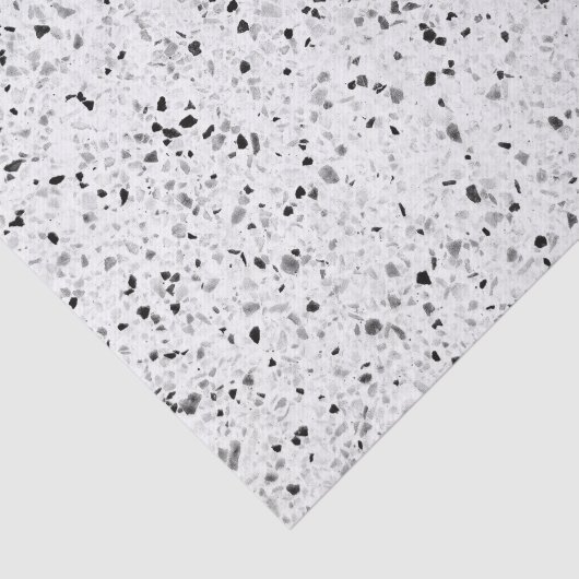 Terrazzo Elegantes Retro Schwarz-Weiß Grau Seidenpapier (Ausschnitt)