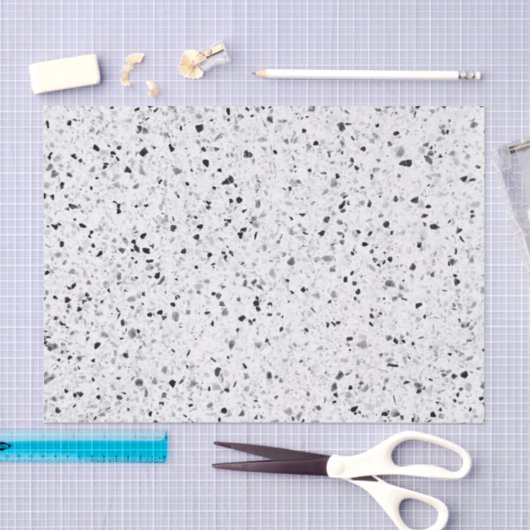 Terrazzo Elegantes Retro Schwarz-Weiß Grau Seidenpapier (Handwerk)