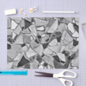 Terrazzo Elegantes Schwarz-weißes graues Muster Seidenpapier (Handwerk)