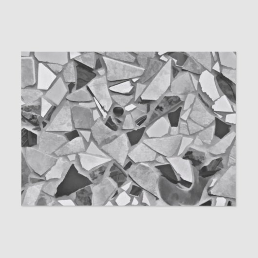 Terrazzo Elegantes Schwarz-weißes graues Muster Seidenpapier (Vorderseite)