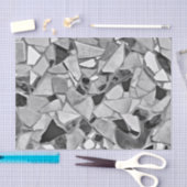 Terrazzo Elegantes Schwarz-weißes graues Muster Seidenpapier (Handwerk)