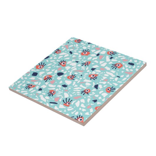 Terrazzo Funny Geometric Muster mit Augen Fliese (Seite)