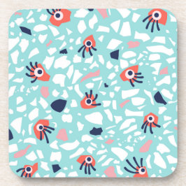 Terrazzo Funny Geometric Muster mit Augen Getränkeuntersetzer