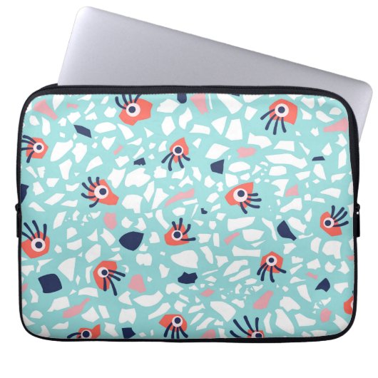 Terrazzo Funny Geometric Muster mit Augen Laptopschutzhülle (Vorderseite)