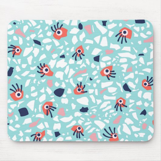 Terrazzo Funny Geometric Muster mit Augen Mousepad (Vorne)