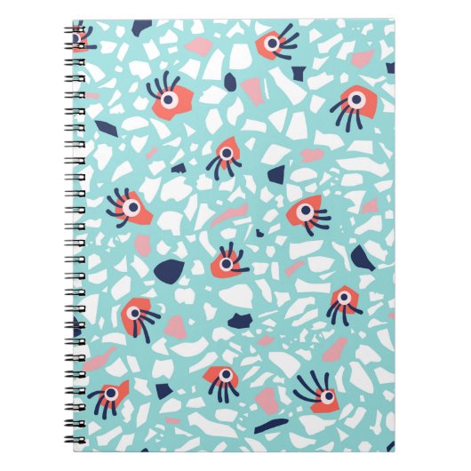 Terrazzo Funny Geometric Muster mit Augen Notizblock (Vorderseite)