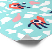 Terrazzo Funny Geometric Muster mit Augen Poster (Ecke)