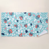 Terrazzo Funny Geometric Muster mit Augen Strandtuch (Vorderseite)