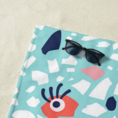 Terrazzo Funny Geometric Muster mit Augen Strandtuch (Beispiel)