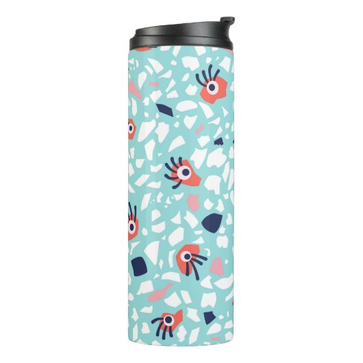 Terrazzo Funny Geometric Muster mit Augen Thermosbecher (Nach links gedreht)