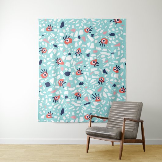 Terrazzo Funny Geometric Muster mit Augen Wandteppich (Beispiel)