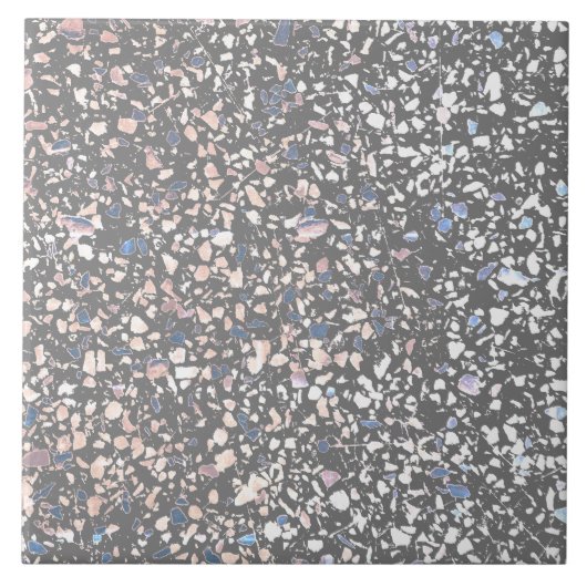 Terrazzo Gray Blauer Pastell Fliese (Vorderseite)