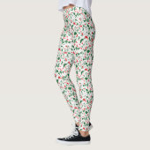 Terrazzo Green Red Christmas Pattern Urlaub Leggings (Links)