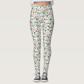 Terrazzo Green Red Christmas Pattern Urlaub Leggings (Vorderseite)