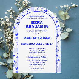 Terrazzo Handgezeichnetes Bar Bat Mitzvah Arch Einladung