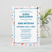 Terrazzo Handgezeichnetes Bar Bat Mitzvah Einladung (Stehend Vorderseite)