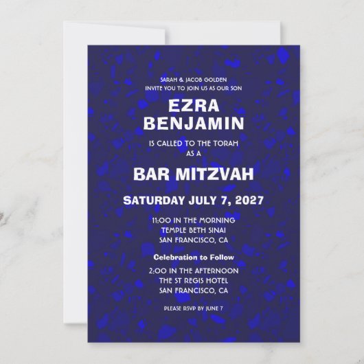 Terrazzo Handgezeichnetes Bar Bat Mitzvah Einladung (Vorderseite)
