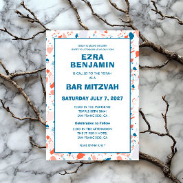 Terrazzo Handgezeichnetes Bar Bat Mitzvah Einladung