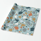 Terrazzo in Blau Geschenkpapier (Ungerollt)