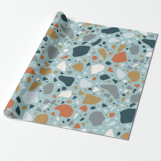 Terrazzo in Blau Geschenkpapier (Ungerollt)