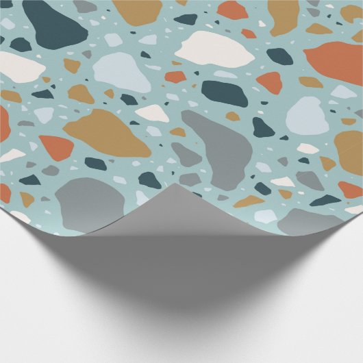 Terrazzo in Blau Geschenkpapier (Ecke)