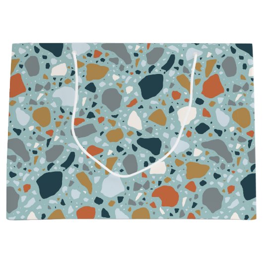 Terrazzo in Blau Große Geschenktüte (Vorderseite)
