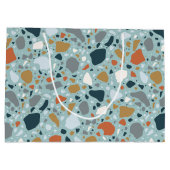 Terrazzo in Blau Große Geschenktüte (Rückseite)
