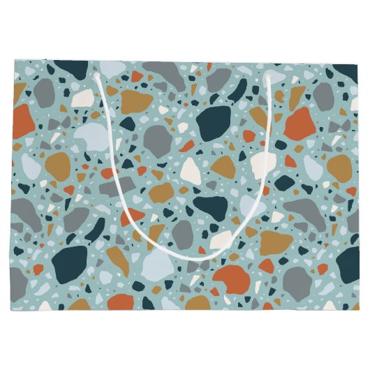 Terrazzo in Blau Große Geschenktüte (Rückseite)