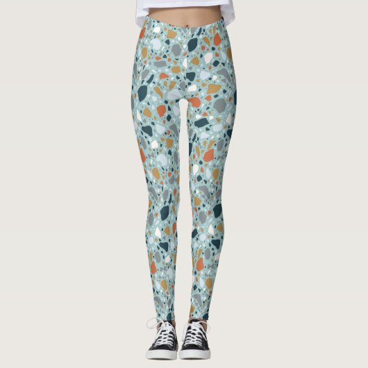 Terrazzo in Blau Leggings (Vorderseite)
