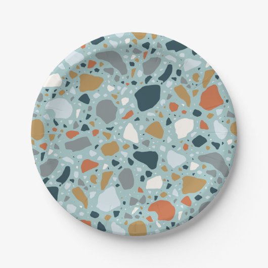 Terrazzo in Blau Pappteller (Vorderseite)