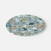 Terrazzo in Blau Pappteller (Schrägansicht)