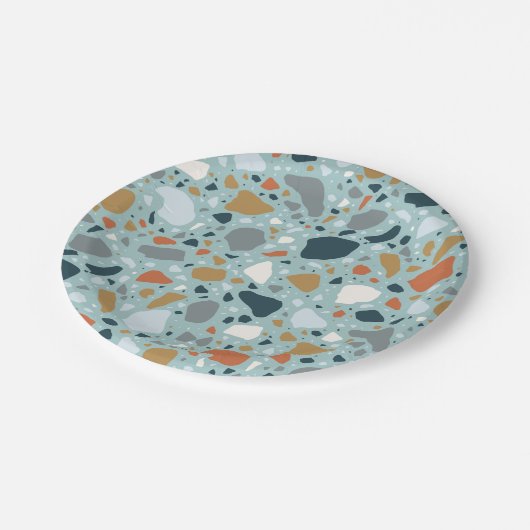 Terrazzo in Blau Pappteller (Schrägansicht)