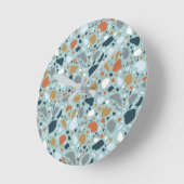 Terrazzo in Blau Runde Wanduhr (Winkel)