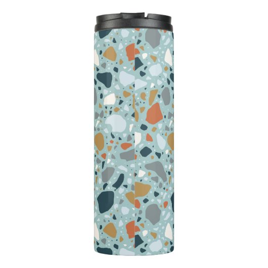 Terrazzo in Blau Thermosbecher (Rückseite)