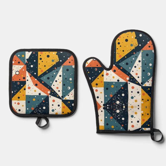 Terrazzo Inspiriert Oven Mitt und Pot Holder Ofenhandschuh & Topflappen-Set (Vorderseite)