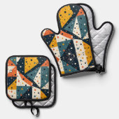 Terrazzo Inspiriert Oven Mitt und Pot Holder Ofenhandschuh & Topflappen-Set (Vorderseite/Rückseite)